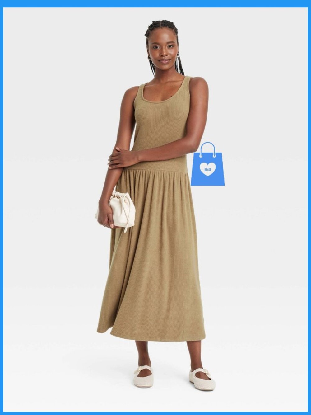 Medium - Womens Drop Waist Knit Midi Slip Dress - Universal Thread - Brown - Picture 4 of 6